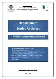 Département Etudes Anglaises Diplôme : Licence Fondamentale