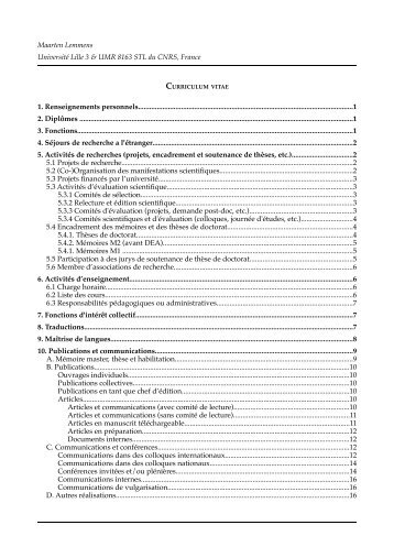 Maarten Lemmens Université Lille 3 & UMR 8163 STL du CNRS ...