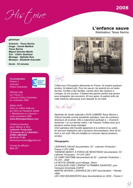 CATALOGUE DES DOCUMENTAIRES - Région Limousin