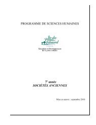 PROGRAMME DE SCIENCES HUMAINES 7 année SOCIÉTÉS ...