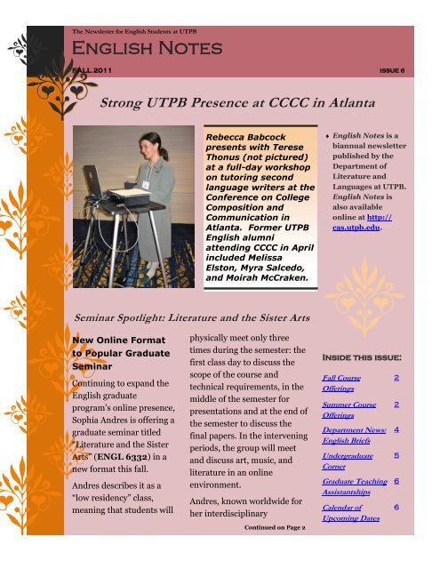 Utpb English Notes - College Of Arts And Sciences - The University ...