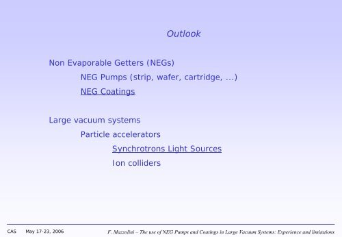 use of NEG Pumps and Coatings in Large Vacuum Systems - CERN ...