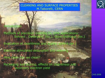 Surface Properties and Cleaning - CERN Accelerator School