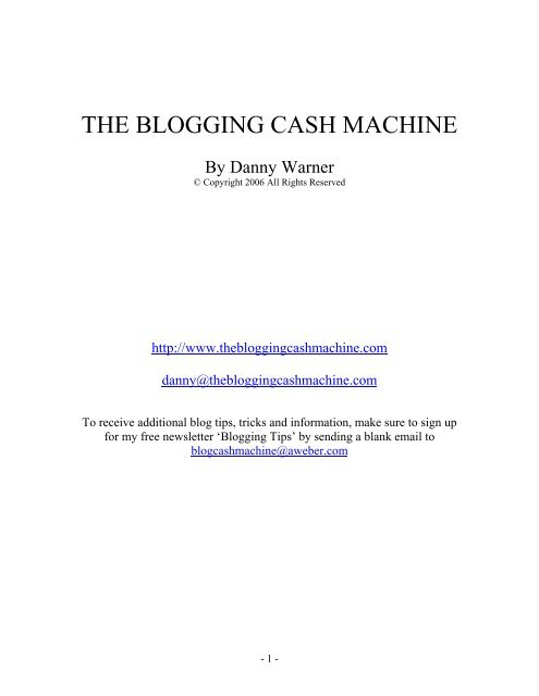 Blogging Cash Machine Pdf Index Of