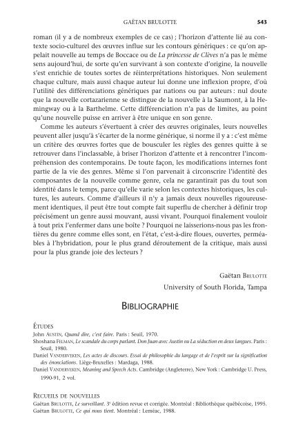 La nouvelle de langue française, aux frontières des ... - L'esprit Livre