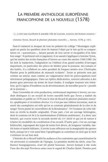 La nouvelle de langue française, aux frontières des ... - L'esprit Livre