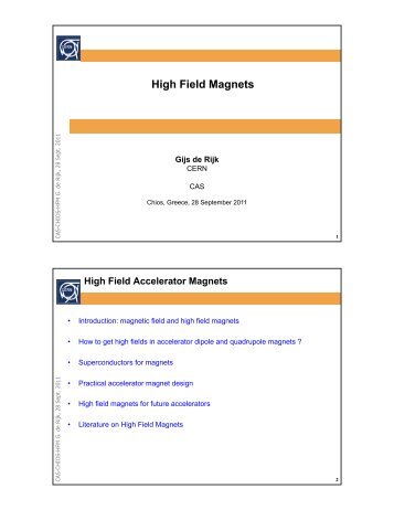 High Field Magnets - CERN Accelerator School