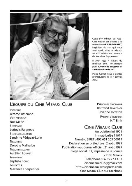 Catalogue festival Guédiguian 2012 - Ciné Meaux Club