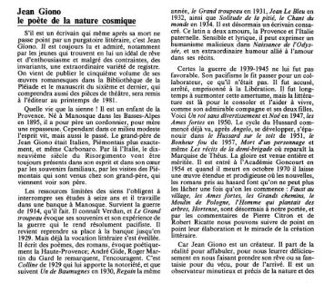 Jean Giono le poète de la nature cosmique - Devoir-de-philosophie ...