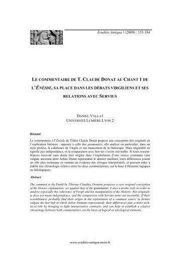 LE COMMENTAIRE DE T. CLAUDE DONAT AU ... - Eruditio Antiqua