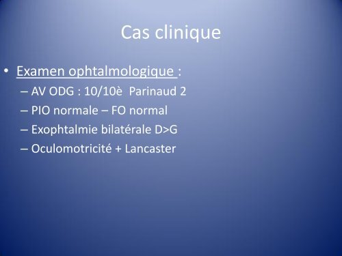 Une exophtalmie qui s'aggrave PDF - Société d'Ophtalmologie du ...