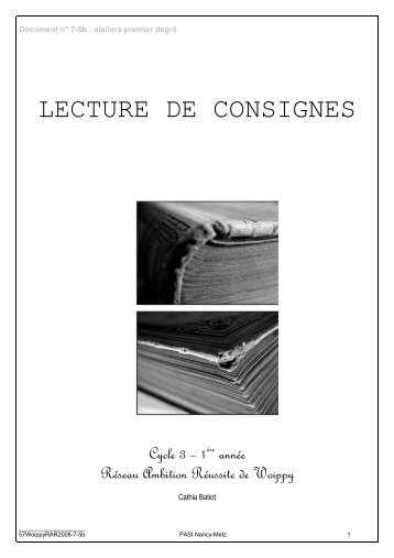 LECTURE DE CONSIGNES - Académie de Nancy-Metz
