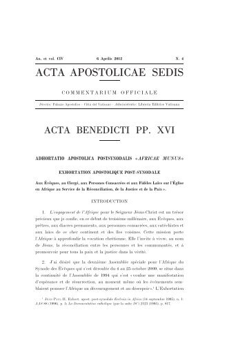 ACTA APOSTOLICAE SEDIS - La Santa Sede