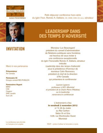 invitation leadership dans des temps d'adversité - Relations ...