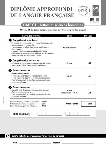 DALF C1 - Lettres et sciences humaines - Delf-Dalf