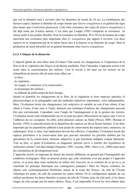 Diagnostic partiel de la flore et de la végétation des Niayes et du ...