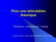 I. La résilience : définition du concept - Pierre TAP