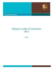 Shipper's Letter of Instruction (SLI) - UPS Supply Chain Solutions