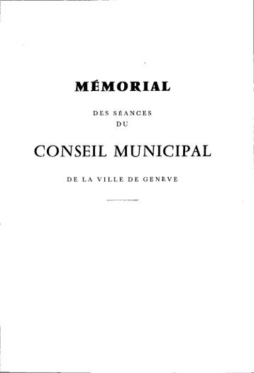 CONSEIL MUNICIPAL - Ville de Genève