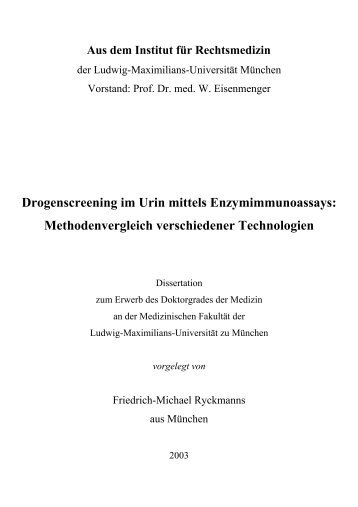 Drogenscreening im Urin mittels Enzymimmunoassays