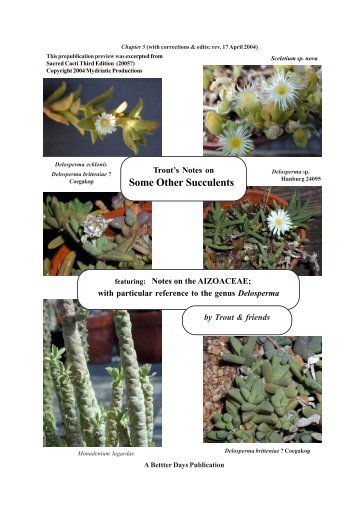 TROUT: "TROUT'S Notes on SOME OTHER SUCCULENTS"
