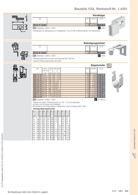 KTS | Edelstahl-Systeme V2A - OBO Bettermann