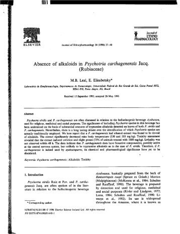 Absence of alkaloids in Psychotria carthagenensis ... - Fresco Vocalis