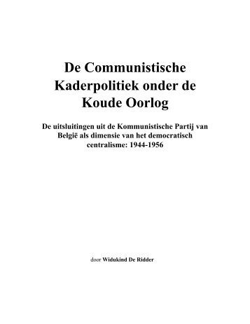 De Communistische Kaderpolitiek onder de Koude Oorlog