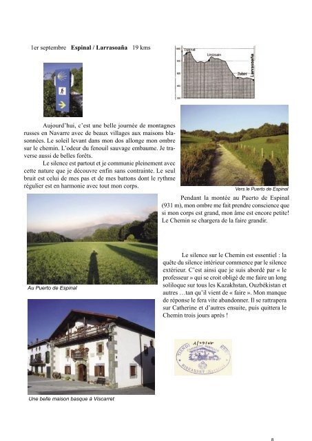 PAGE 1à 10 - Au coeur du chemin de Saint Jacques de Compostelle