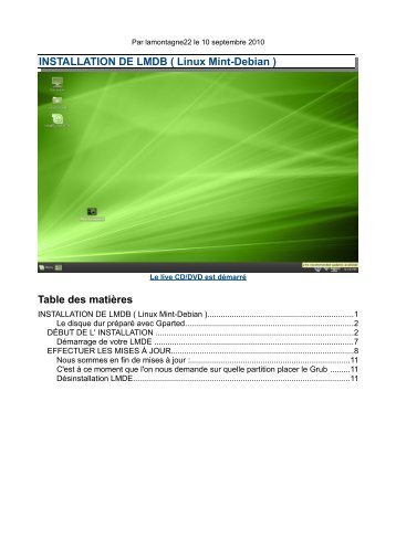 INSTALLATION DE LMDB ( Linux Mint-Debian ) Table des matières