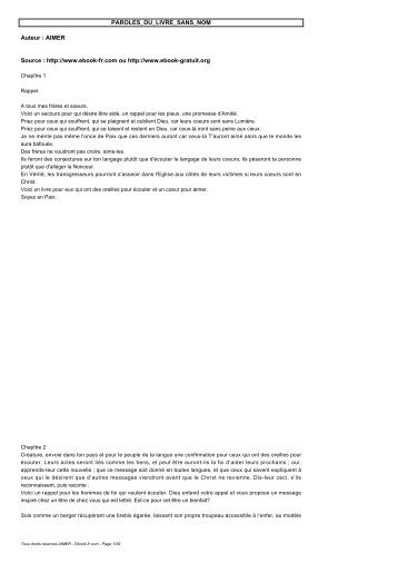 TELECHARGER L'EBOOK PDF - [141Ko] - livre electronique gratuit