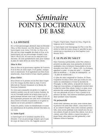 Séminaire POINTS DOCTRINAUX DE BASE - Eglise de Jésus ...