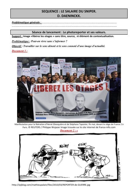 SEQUENCE  LE SALAIRE DU SNIPER. D. DAENINCKX.  site de l
