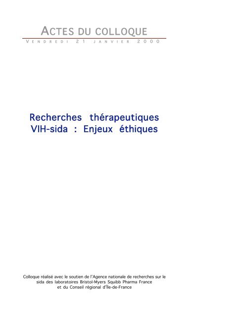 Recherches thérapeutiques VIH/sida : Enjeux éthiques - Arcat