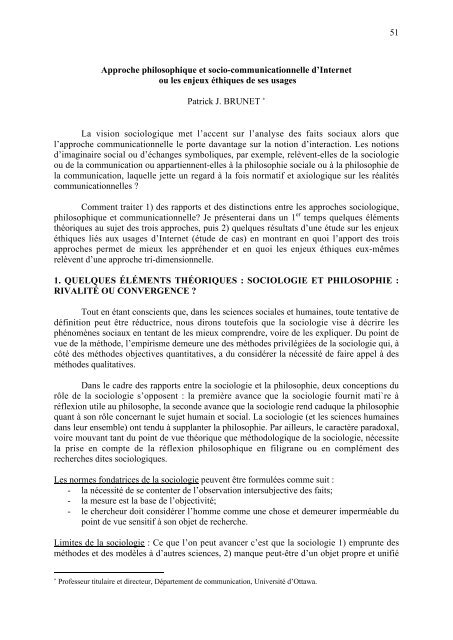 51 Approche Philosophique Et Socio Communicationnelle D Internet