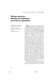 Éthique sportive, éthique journalistique - Les Cahiers du journalisme