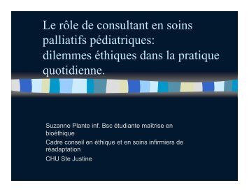 Le rôle de consultant en soins palliatifs pédiatriques - CHU Sainte ...