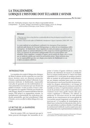 la thalidomide. lorsque l'histoire doit éclairer l'avenir - Association ...