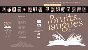 Programme - UFR Lettres & Langues - Université de Poitiers