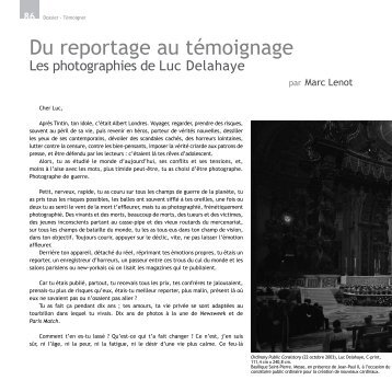 Du reportage au témoignage. Les photographies de ... - Revue Geste