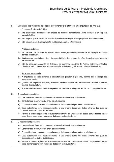 Engenharia de Software ? Projeto de Arquitetura ... - Cavalcanti.pro.br