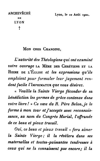 La Mère des chrétiens et la Reine de l'Église - Livres mystiques