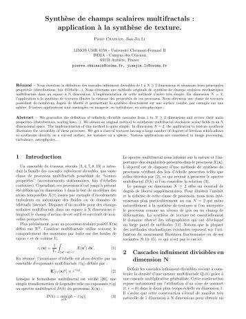 Synthèse de champs scalaires multifractals - Pierre Chainais