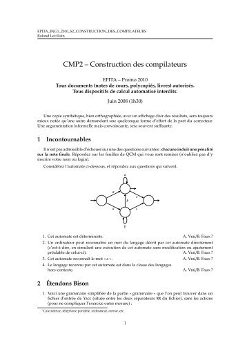 CMP2 – Construction des compilateurs - Lrde - Epita