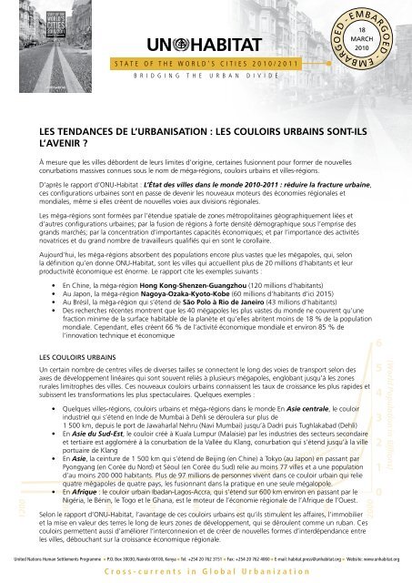 Les Tendances De L Urbanisation Les Couloirs Urbains Un Habitat