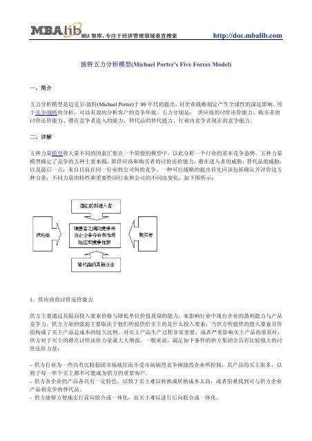 波特五力分析模型 Michael Porter S Five Forces Model