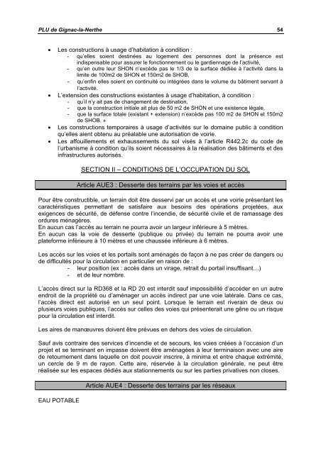 Le règlement du PLU - Gignac-la-Nerthe