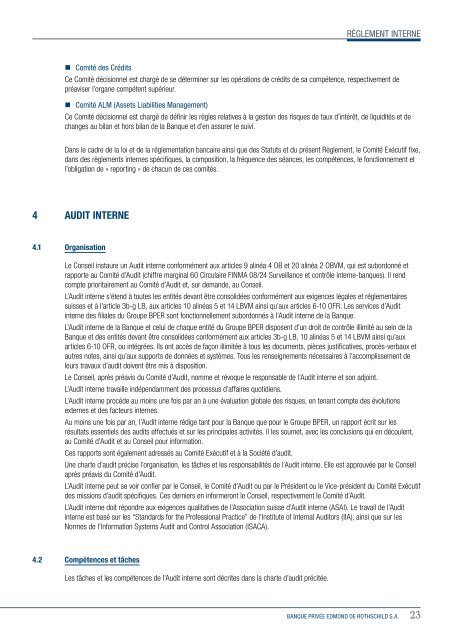 Règlement interne - Banque Privée Edmond de Rothschild