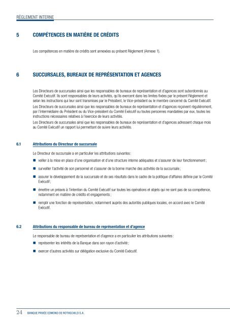 Règlement interne - Banque Privée Edmond de Rothschild