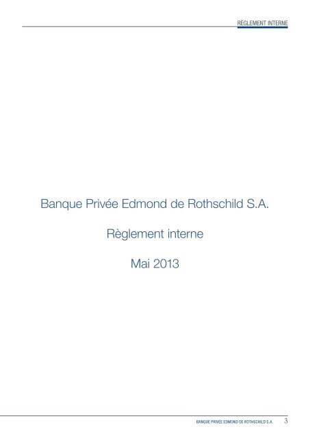 Règlement interne - Banque Privée Edmond de Rothschild